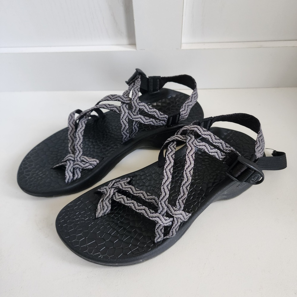 Chaco Z/Cloud 2 Womens Size 10 Black Grey Strappy Toe Loop Hiking Sandals